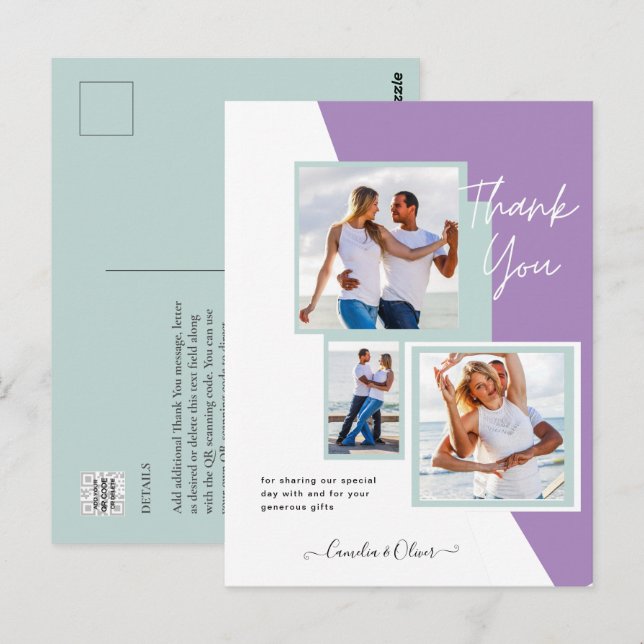 Photo Collage THANK YOU Wedding/Baby/Graduate/ANY Postcard (Front/Back)