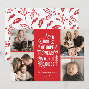 Photo Collage Thrill Of Hope Photo Christmas Red Holiday Card