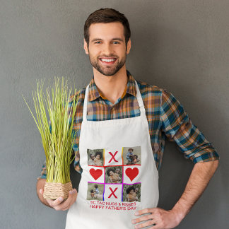 Photo Collage Tic Tac Toe Hugs Kisses Fathers Day Standard Apron