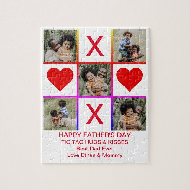 Photo Collage Tic Tac Toe Hugs Kisses Fathers SM Jigsaw Puzzle (Vertical)