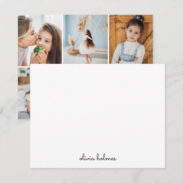 Photo Collage Trendy Monogram Modern Stylish Card (Front/Back)