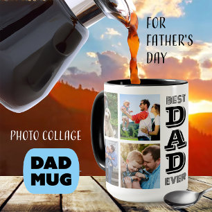 Photo Collage Typography Best Dad Ever Mug