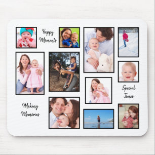 Photo Collage Typography Special Times White Mouse Mat