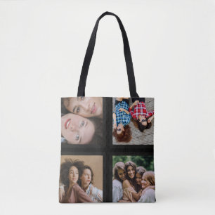 Photo Collage Unique Personalise 4 Photo Tote Bag