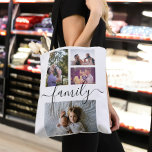 Photo Collage Unique Personalised 4 Photo Family Tote Bag<br><div class="desc">Photo Collage Unique Personalised 4 Photo template bag from Ricaso - featured with a stunning family typography</div>