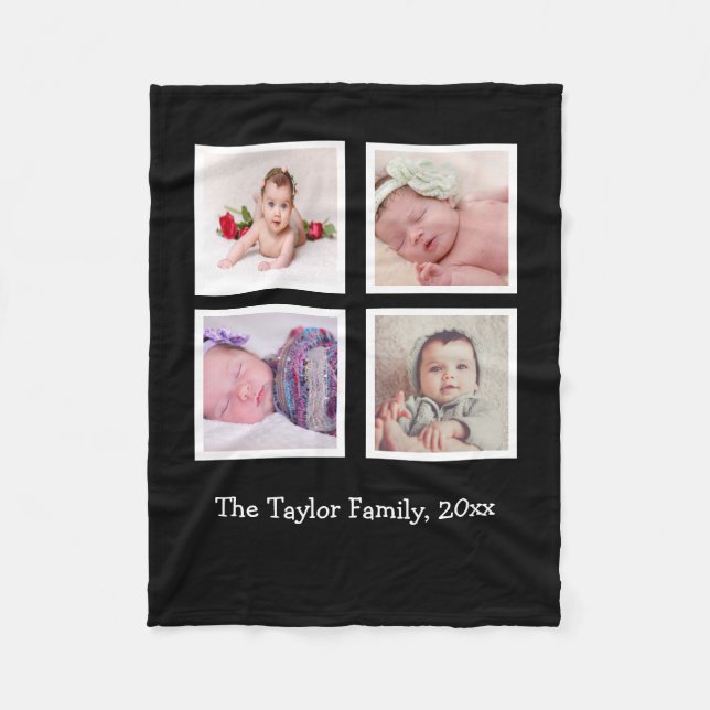 Photo Collage  Unique Personalised 4 Photo Fleece Blanket (Front)