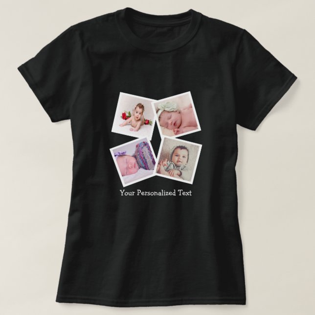 Photo Collage Unique Personalised 4 Photo T-Shirt (Design Front)