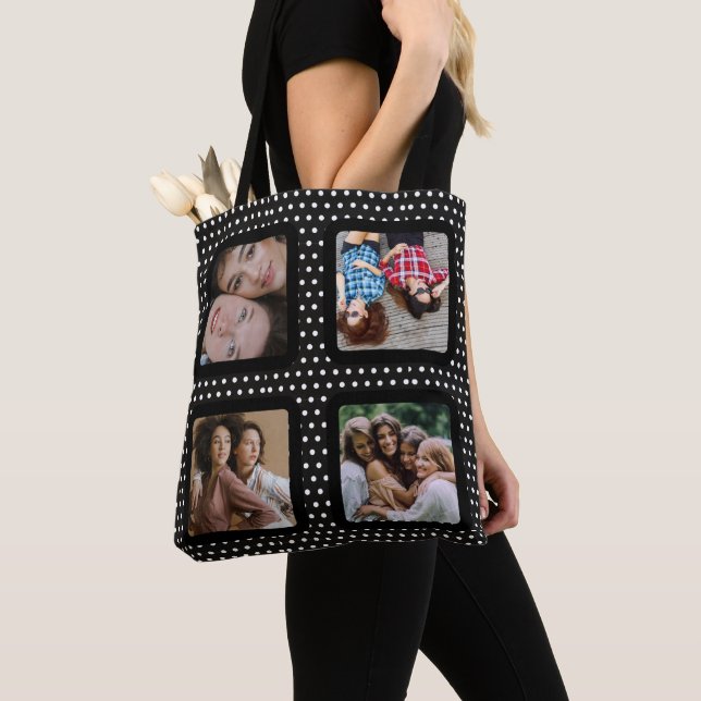 Photo Collage Unique Personalised 4 Photo  Tote Bag (Close Up)