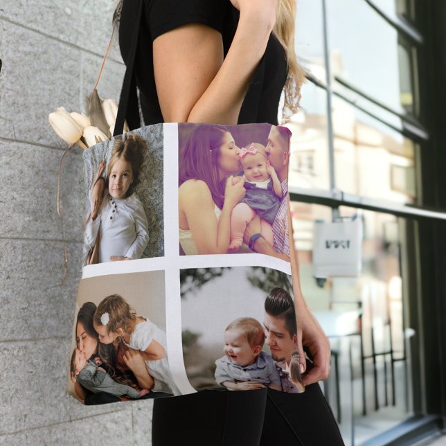 Photo Collage Unique Personalised 8 Photos Tote Bag (Photo Collage Unique Personalized 8 Photos Tote Bag from Ricaso. Design your own photo gift bags)