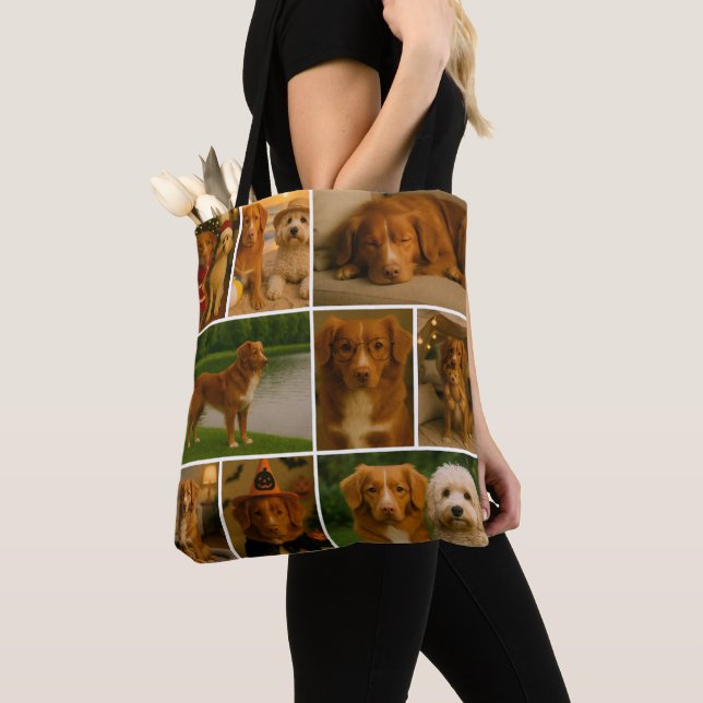 Photo Collage Unique Personalised 9 Photo Tote Bag (Close Up)