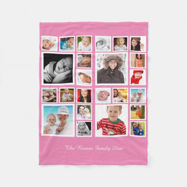 Photo Collage  Unique Personalised DIY Custom Fleece Blanket (Front)