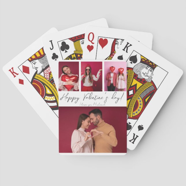 Photo Collage Valentine's Day Couple gift Playing Cards (Back)