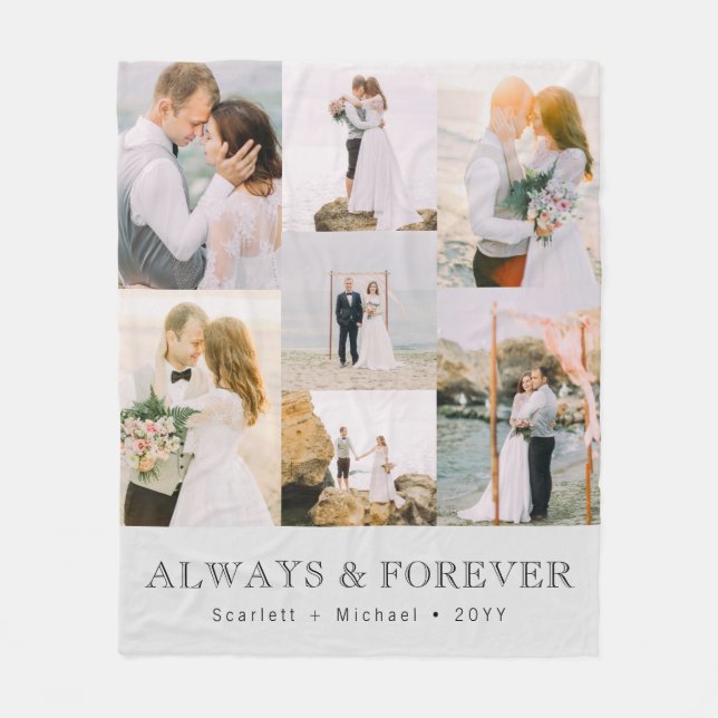 Photo Collage Wedding Fleece Blanket (Front)