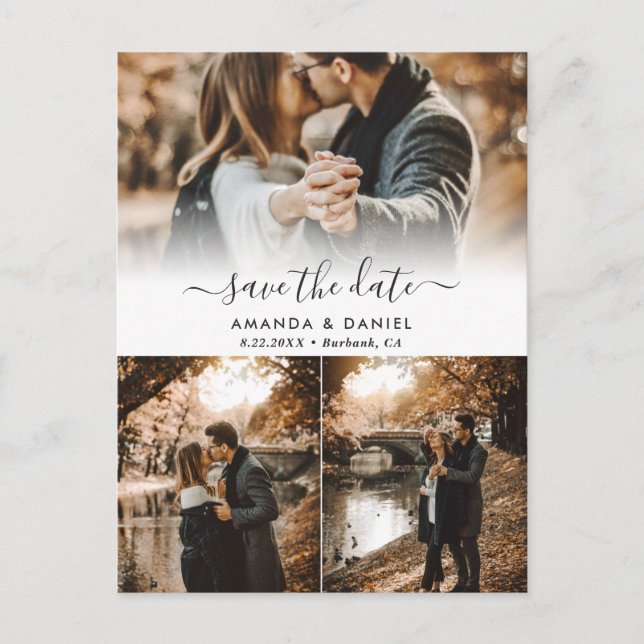 Photo Collage Wedding Save The Date Postcards (Front)