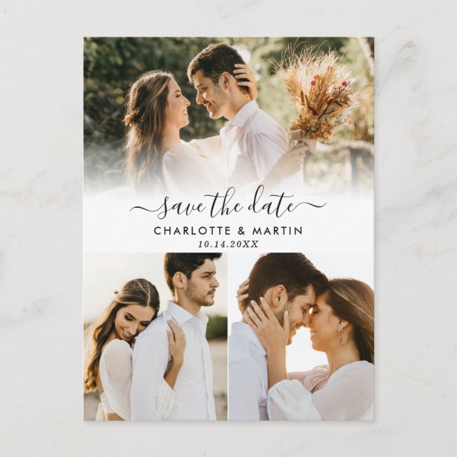 Photo Collage Wedding Save The Date Postcards (Front)