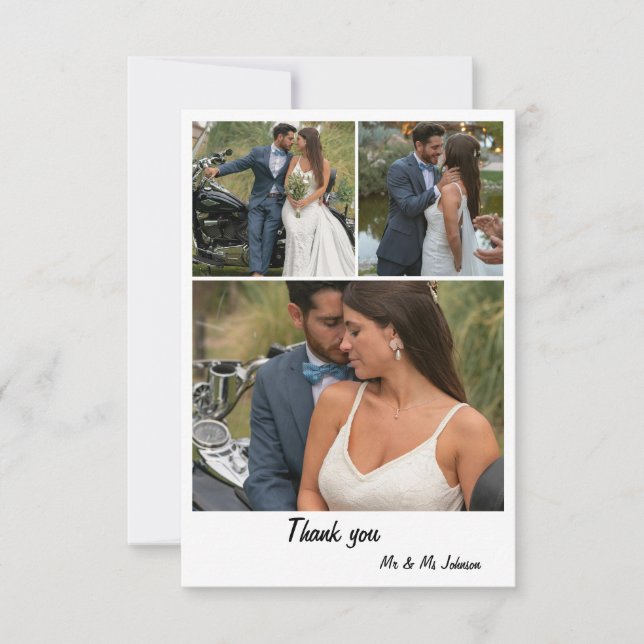 Photo Collage Wedding Thank You Card (Front)