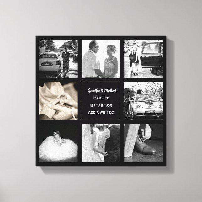 PHOTO COLLAGE Wedding Vow Renewal Anniversary Chic Canvas Print (Front)