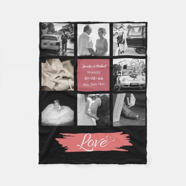 PHOTO COLLAGE Wedding Vow Renewal Anniversary Cora Fleece Blanket (Front)