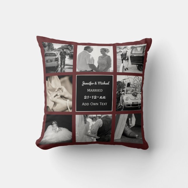 PHOTO COLLAGE Wedding Vow Renewal or Anniversary Cushion (Front)