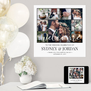 Photo Collage Wedding Welcome Modern 24x24 Square Poster