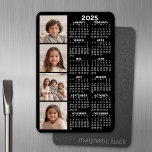 Photo Collage with 2025 Calendar - black Magnet<br><div class="desc">A 4 photo collage with a calendar. A fun item for the New Year. Add 4 square photos to this design.</div>