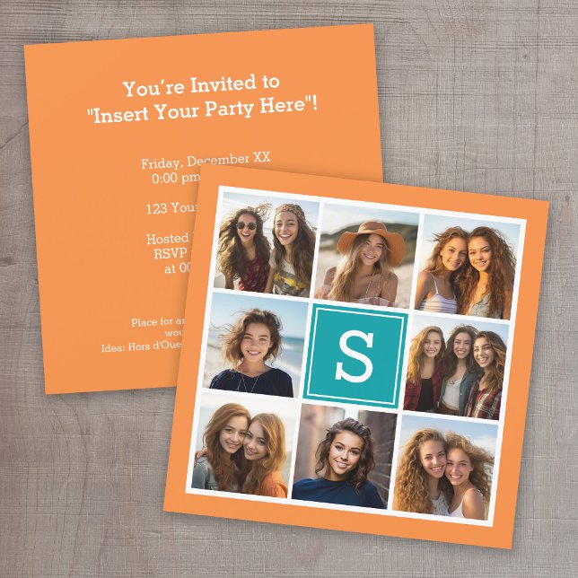 Photo Collage with Birthday Party Invitation (Photo Collage - Friend Birthday Party)