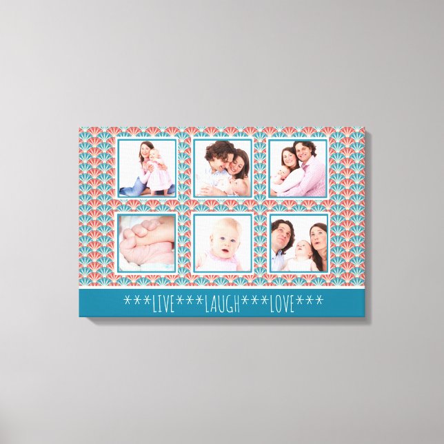 Photo Collage with Decorative Fan Pattern Canvas Print (Front)