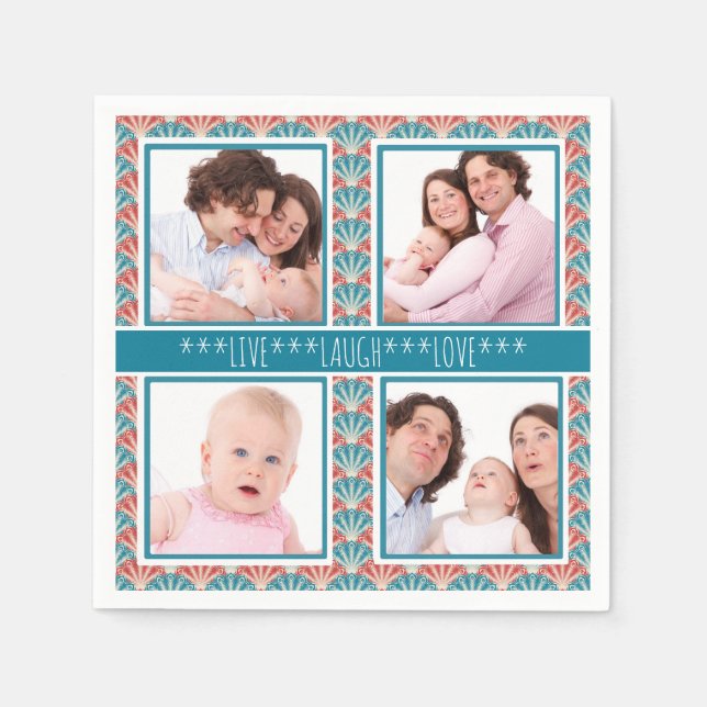 Photo Collage with Decorative Fan Pattern Napkin (Front)