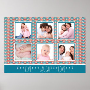 Photo Collage with Decorative Fan Pattern Poster