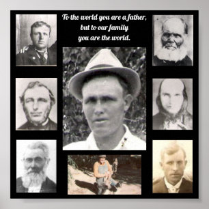 Photo Collage with Fathers Quote Red Poster