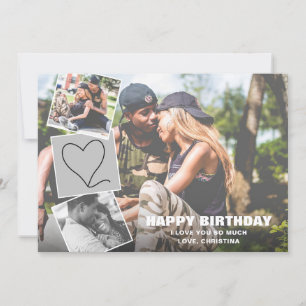 Photo Collage with Heart Happy Birthday Card