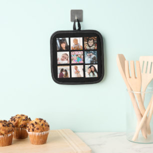 Photo Collage with Nine Pictures Pot Holder