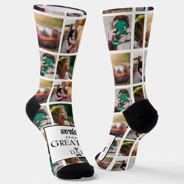  Photo Collage World's Greatest Dad Socks (Angled)