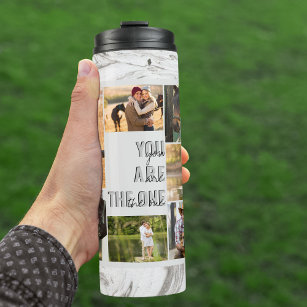 Photo Collage You are The One Grey Marble Thermal Tumbler