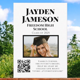 Photo College Fund QR Code Catchy Graduation  Enclosure Card
