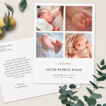 Photo Colllage Modern Boy Girl Birth Announcement