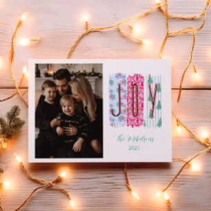 Photo Colorful Joy Christmas Holiday Card