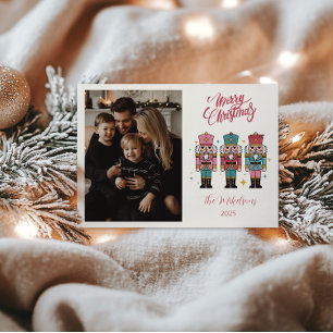 Photo Colorful Nutcracker Christmas Holiday Card