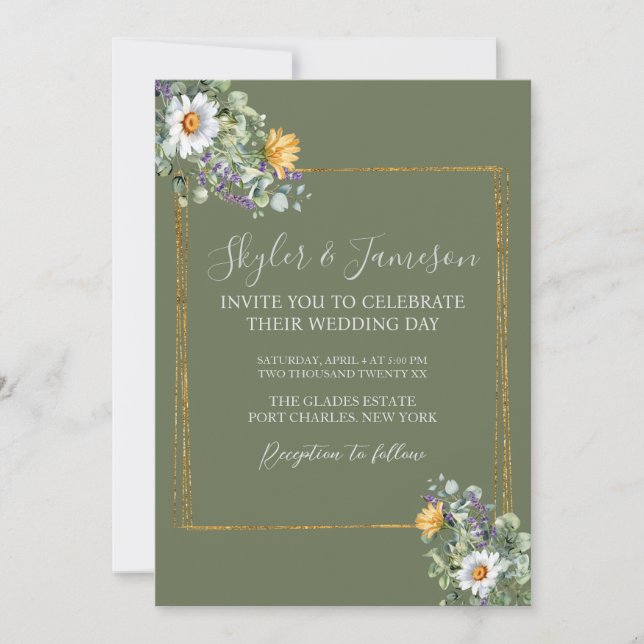 Photo Colourful Wildflower QR Code Wedding Invitation (Front)