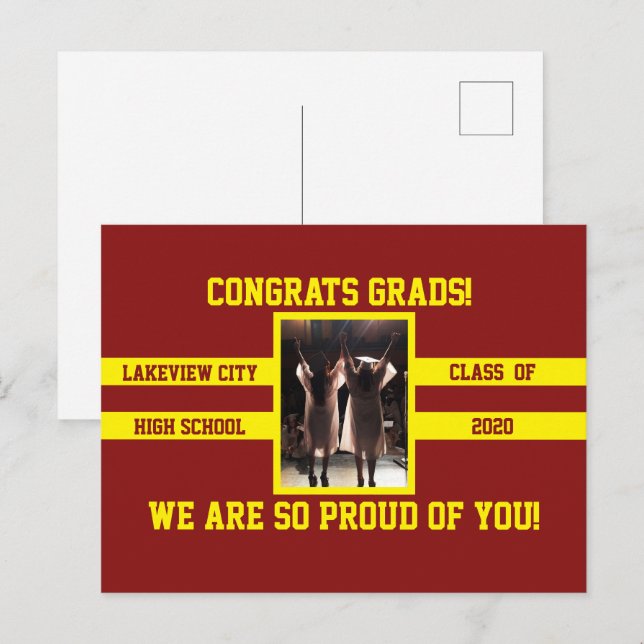 Photo Congrats Grads Choose Your School Colours Postcard (Front/Back)