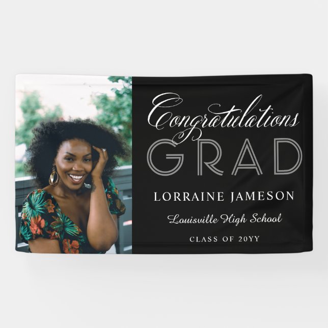 Photo Congratulations Calligraphy Graduation Banner (Horizontal)