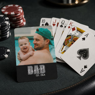 Photo Coolest Dad Est. Custom Year - Dad Gift Playing Cards