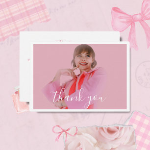 Photo Coquette Ribbon Bow Thank You Card