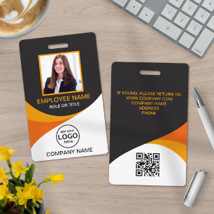 Photo Corporate Employee QR Code Orange Yellow ID Badge