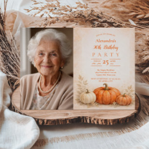 Photo Cosy Pumpkin Garden 90th Birthday Invitation