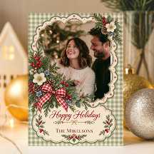 Photo Cottagecore Gingham Christmas Scallop