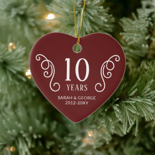 Photo Couple Anniversary Years Personalised Ceramic Tree Decoration