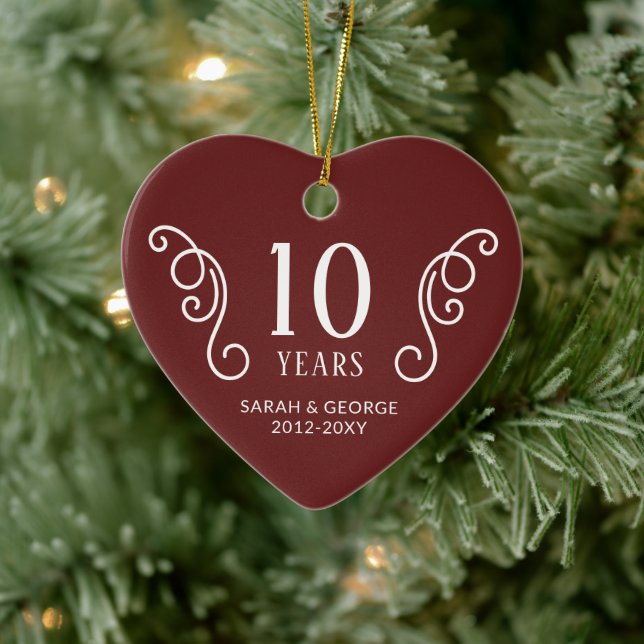 Photo Couple Anniversary Years Personalised   Ceramic Tree Decoration (Tree)
