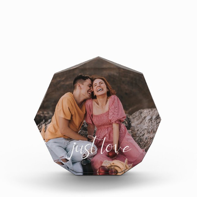 Photo Couple Heart Just Love Script Block (Front)