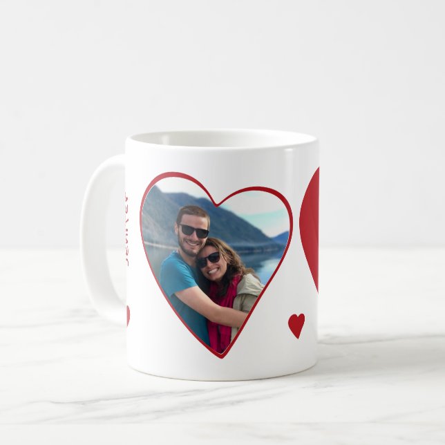 Photo couple initials heart shape Valentine Coffee Mug (Front Left)